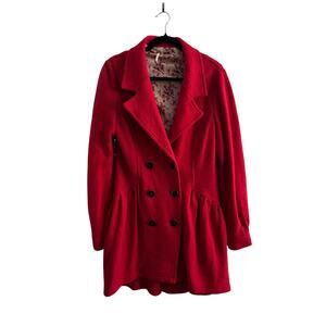 Free People / Scarlet Red Double Breasted Coat / sz 12